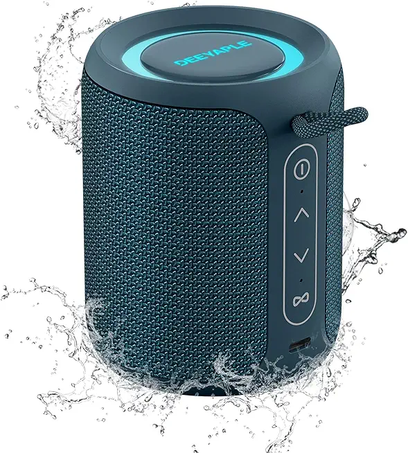 Deeyaple Bluetooth-Lautsprecher, Baffle mit intensivem Bass, verbundener Bluetooth 5.3, 15 W Bluetooth-Lautsprecher, wasserdicht IPX7, doppelte Stereokopplung, mit Akkulaufzeit von 10 Stunden (blau)