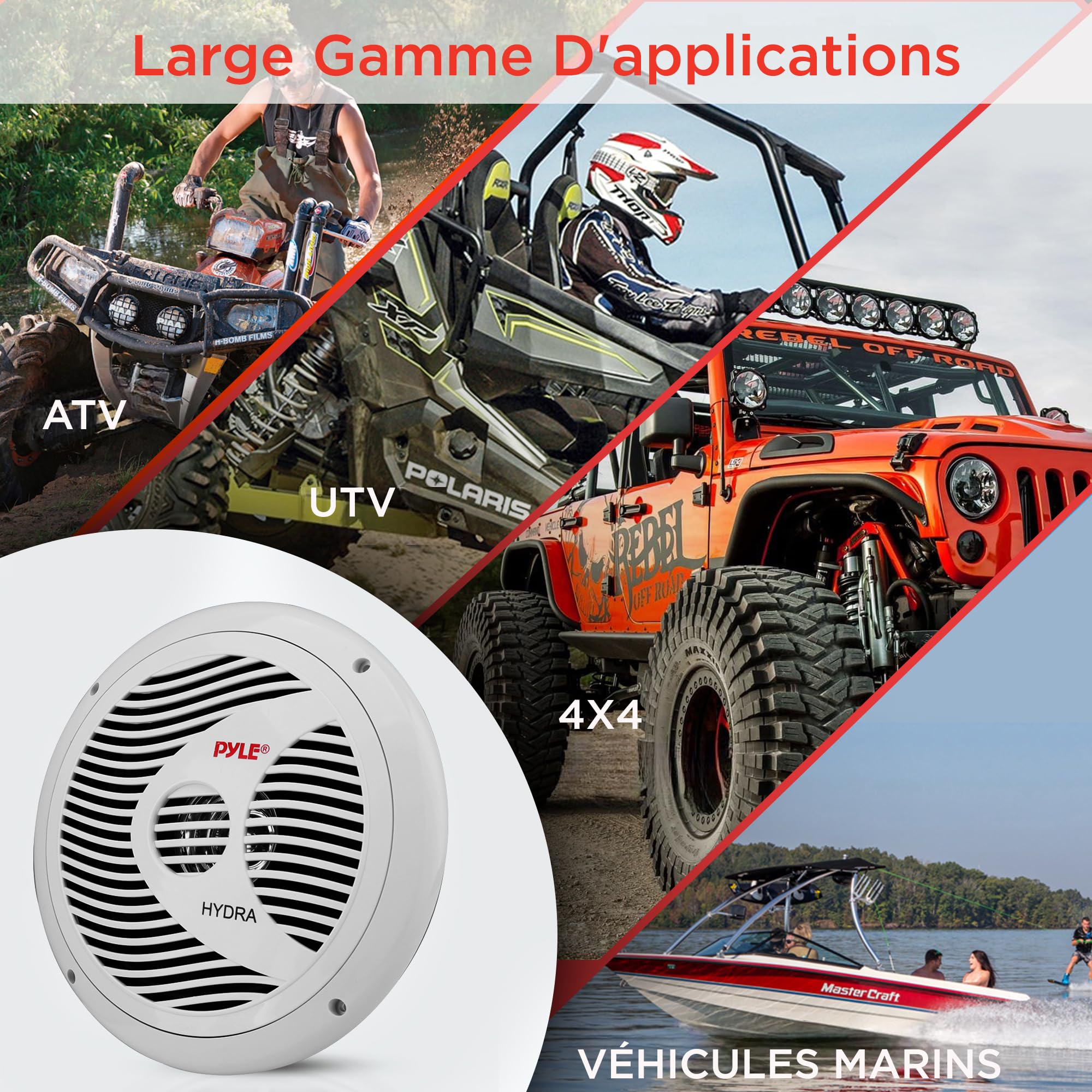 Pyle Enceintes Marines Doubles 16,5 cm – Haut-Parleur Extérieur 2 Voies Étanche et Résistant aux Intempéries avec Puissance de 150 Watts - Cône en Polypropylène et Entourage en Tissu - Blanc