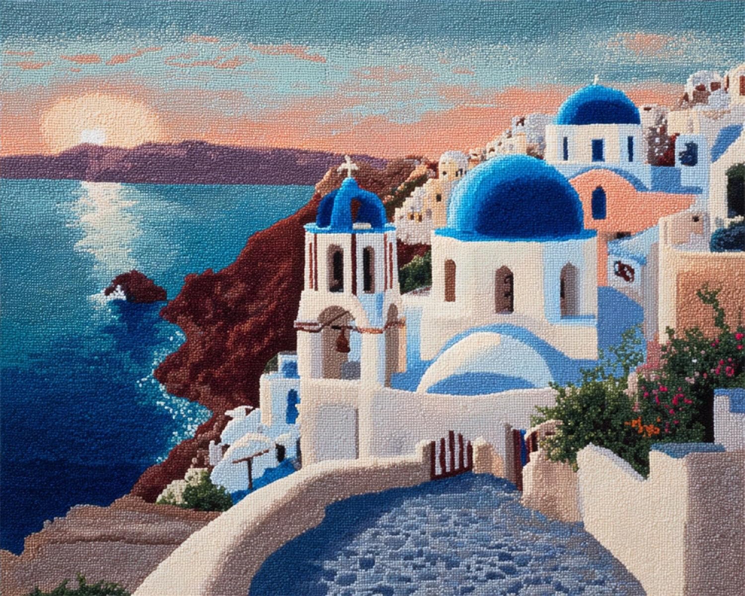 Henypt Color Diy Latch Hook Rug Kit Seaside Church 80X115cm