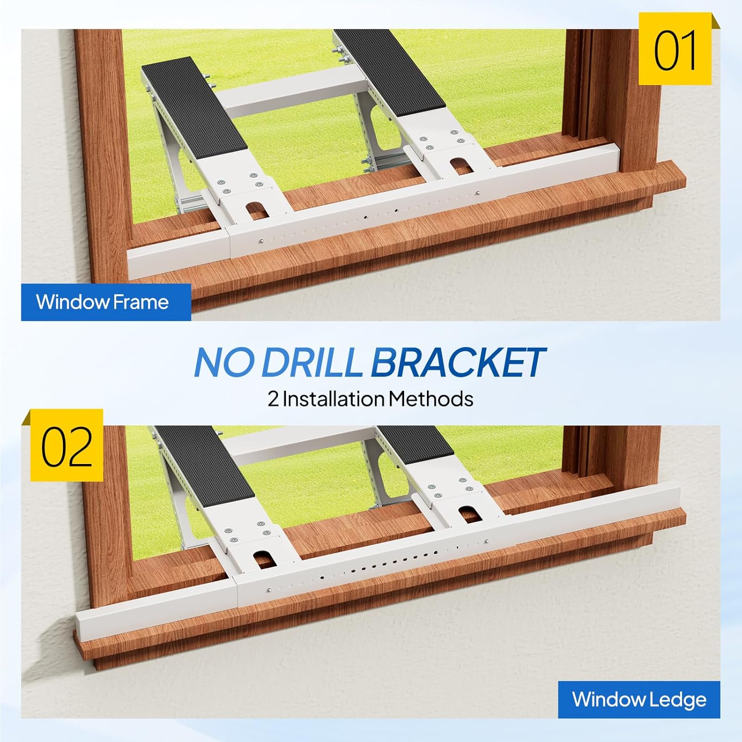 ROVSUN No-Drill Window AC Bracket, Heavy Duty Steel Support Bracket for Window Air Conditioner with 3-Minute Quick Installation, Fits Most Single & Double-Hung Windows, Holds Up to 220 lbs