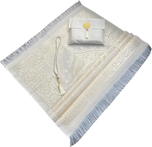 Miniatura 6 de Alfombra de oración musulmana y cuentas con elegante bolsa de tela flameada | Janamaz | Sajada | Alfombra de oración islámica suave | Regalos