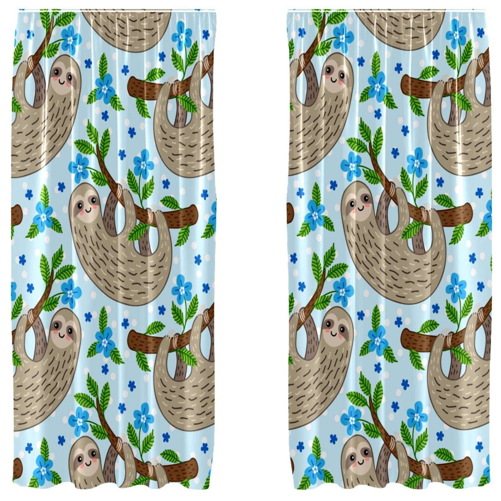 Rideaux occultants bleus motif paresseux pour créer un cocon cosy