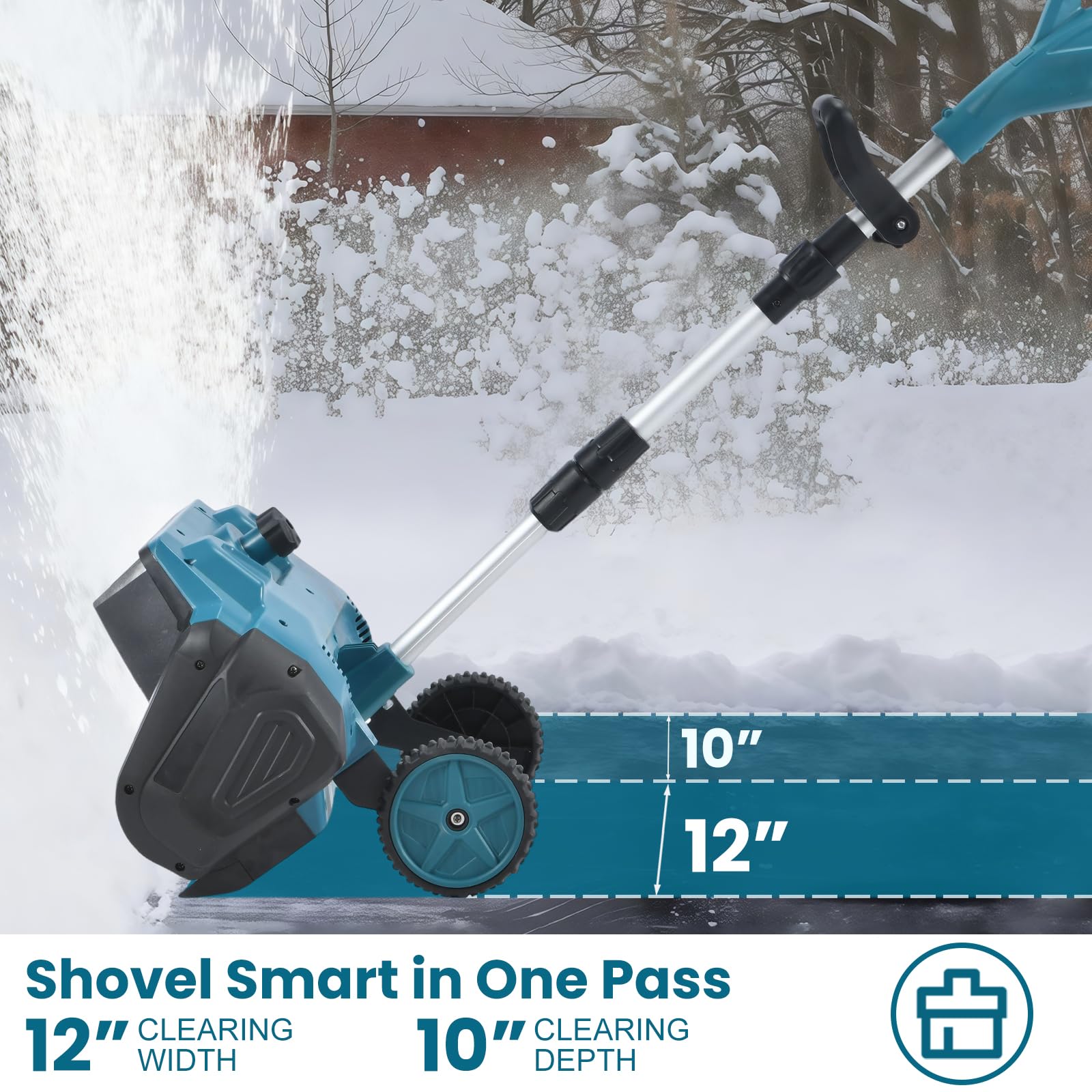 Souffleuse à Neige électrique sans Fil 2 Batteries Distance Éjection 6M Pliable Tige Télescopique Déneigeuse Jardin Cour