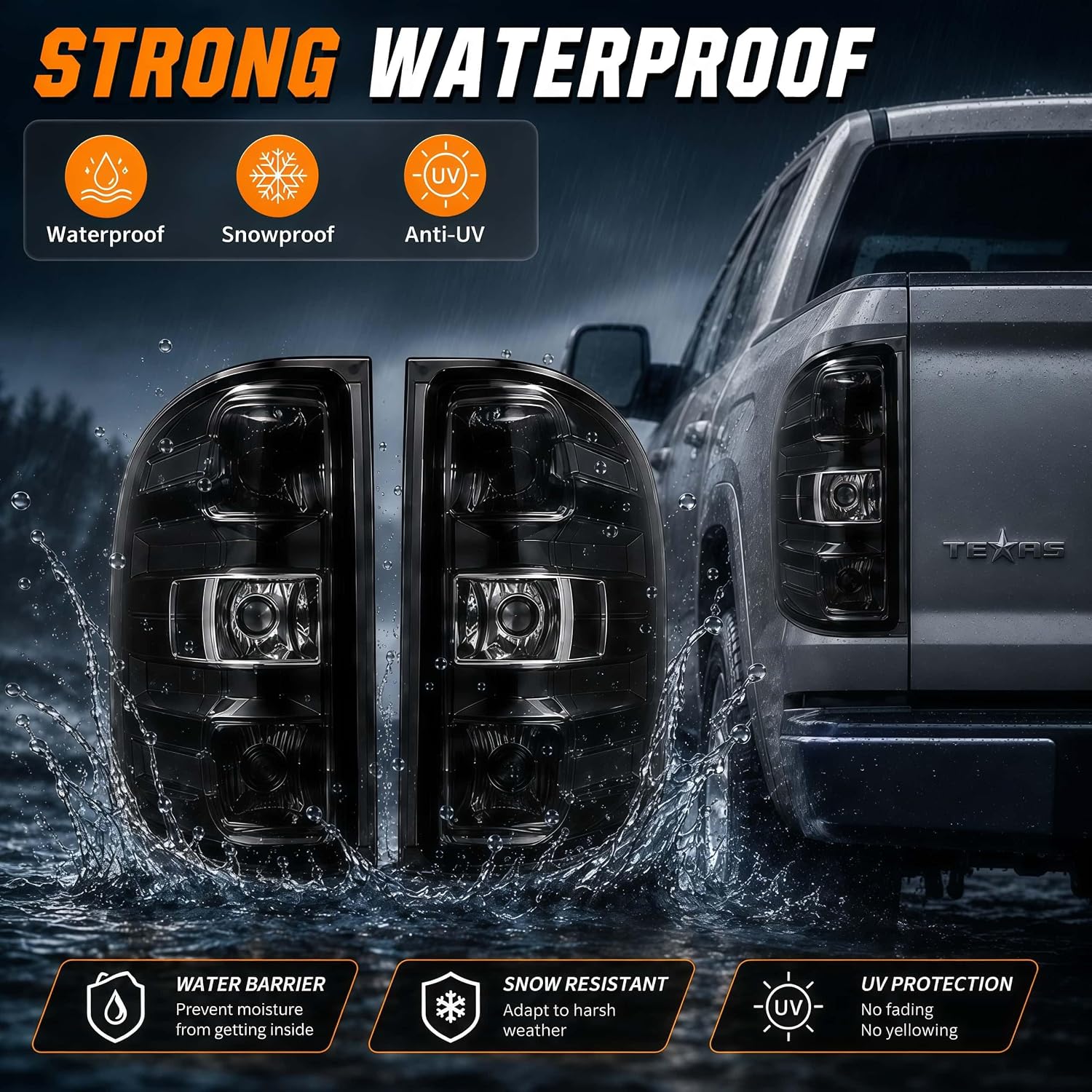 Smoke Tail Lights Compatible with 2007-2013 Chevy Silverado 1500, 2007-2014 Silverado 2500HD 3500HD, 2007-2013 GMC Sierra 3500HD Dually, Black Housing Smoked Lens, Driver & Passenger Pair