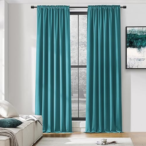 Miniatura 30 de DONREN 2 Paneles Cortinas Opacas con Aislamiento Térmico Azul Marino - Cortinas de Tela Sólida Suave Lisa y Pesada para Dormitorio (Azul Oscuro, 42
