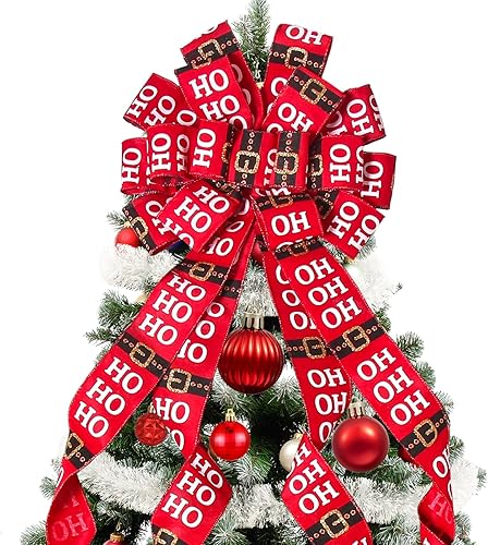 Miniatura 41 de Decoración para árbol de Navidad, lazo grande verde para árbol de Navidad, lazos de regalo de poliéster con puntos rojos y verdes, lazos de regalo