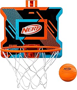 NERFOOP Slam Mini Basketball Hoop Set - Pro Hoop Mini Basket Set with NERF Foam Basketball - Spring Loaded Rim Great for Dunking - Perfect Bedroom + Office Accessory