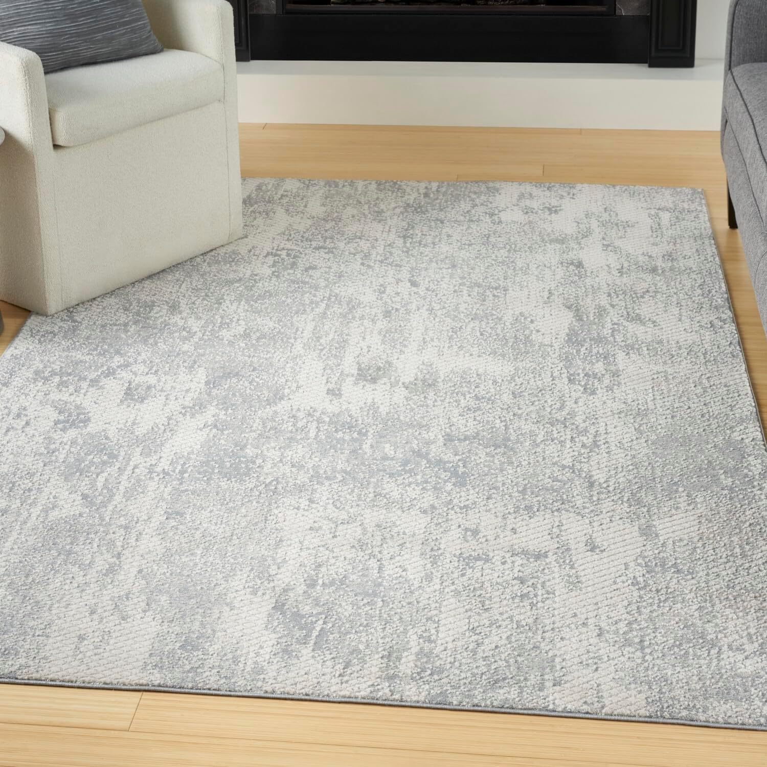 Gray Abstract 4' x 6' Synthetic Handmade Area Rug