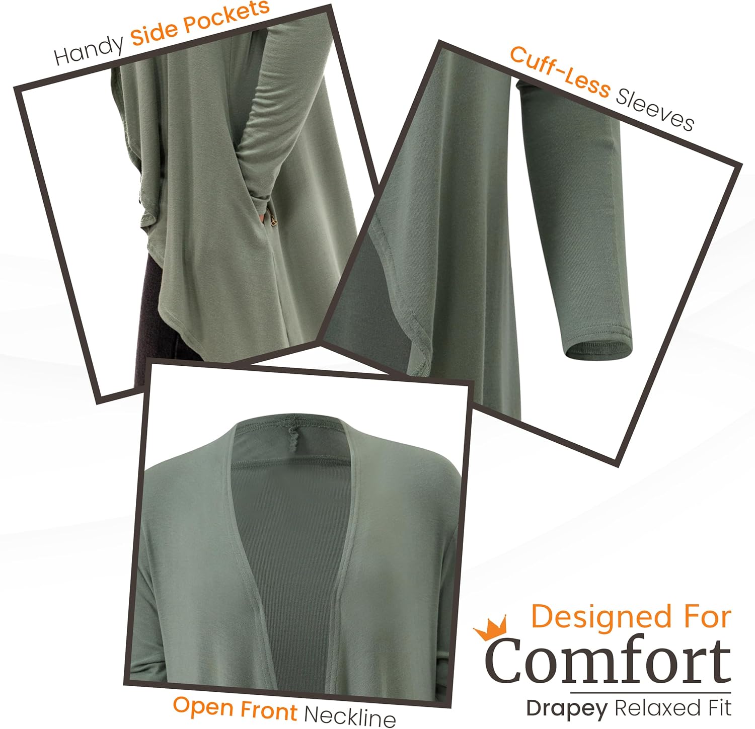 Happyluxe Lightweight Cardigan Sweaters for Women - Eco Cashmere Cardigan with Pockets. Long, Open Front - Made in USA - Image 3