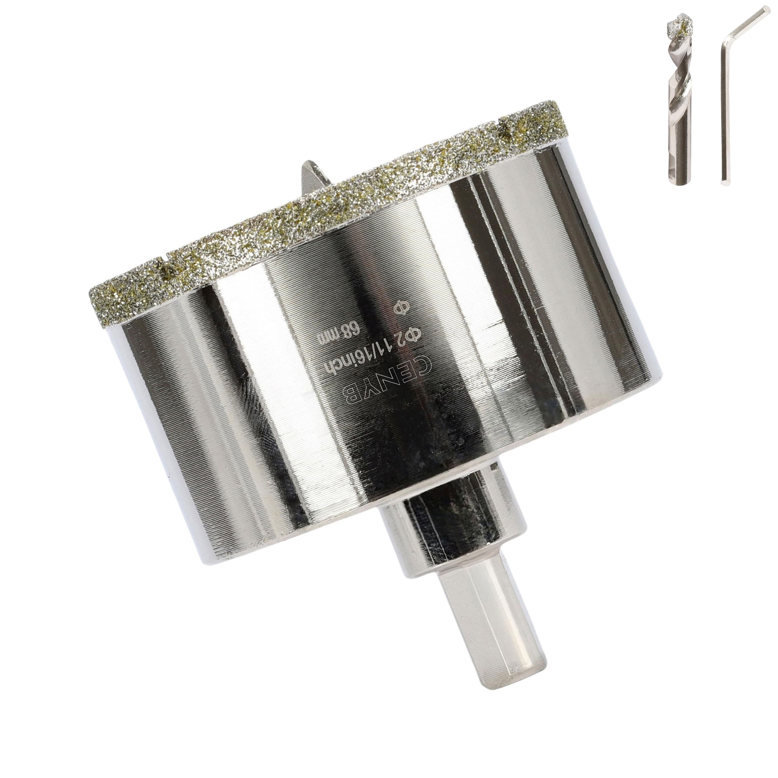 2-11/16 Inch 68mm Tile Hole Cutter Drill Bit Diamond Metal Hole Saw with Center Pilot Drill – Diamond-Coated for Marble, Granite, Ceramics, Porcelain Tiles, Glass — image 1