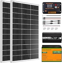 ECO-WORTHY 200 Watt 12V Complete Solar Panel Starter Kit for RV Off Grid with Battery and Inverter: 200W Solar Panels+30A Charge Controller+50Ah Lithium Battery+600W Solar Power Inverter
