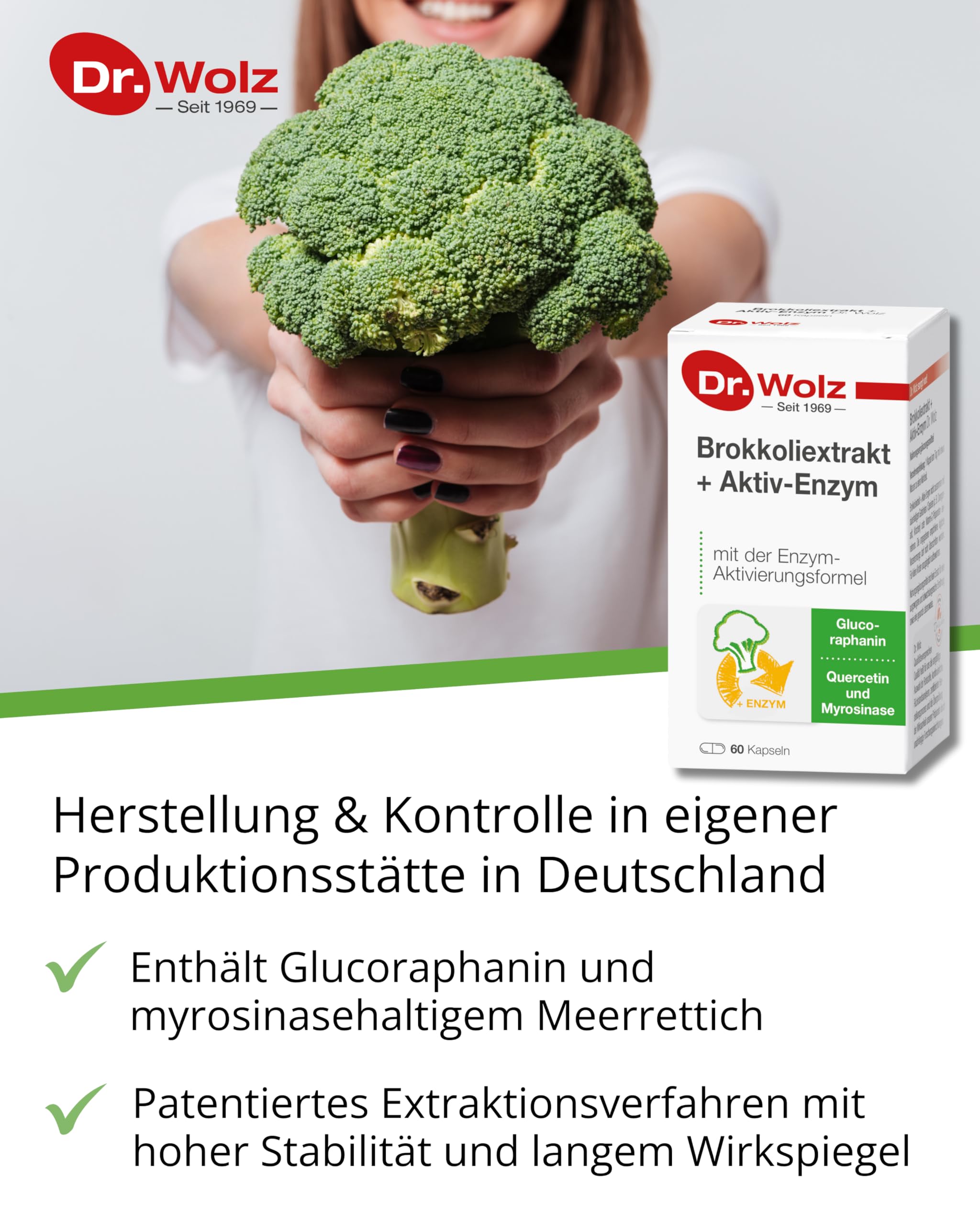 Dr. Wolz Brokkoliextrakt + Aktiv-Enzym Kapseln, 60 St. Kapseln