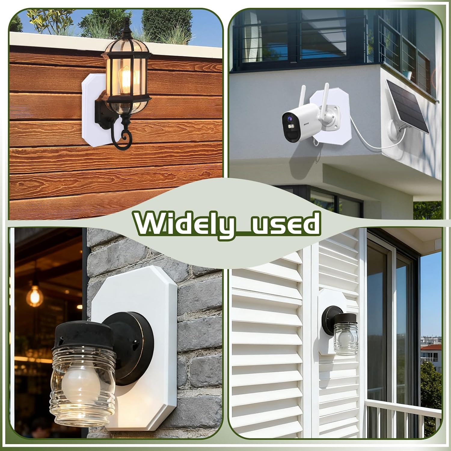 White Plastic Siding Mounting Block, Outdoor Light Siding Mount Kit with Built-in Electrical Box, Vertical Lamps Mounting Plate for 1/2in Lap Double Sidings