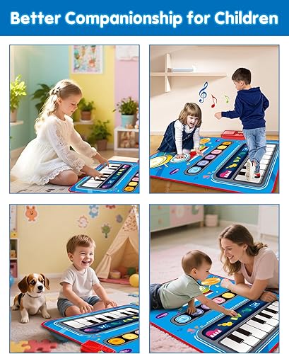 Miniatura 5 de Juguetes para niños de 1 año, tapete musical para bebé con piano y tambor, volumen ajustable, juguetes para niños de 12 a 18 meses, regalos de