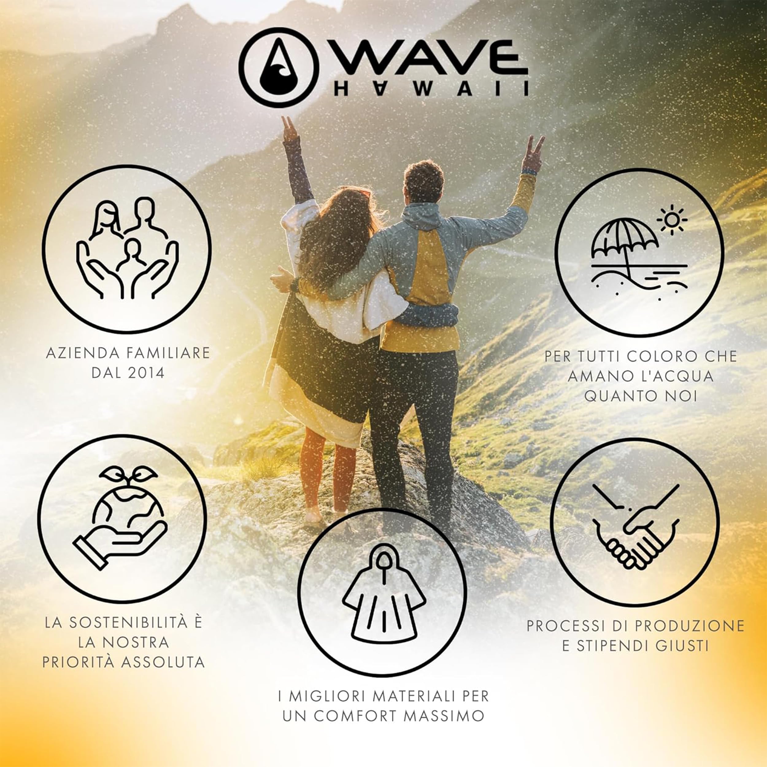 WAVE HAWAII Travel-Poncho da surf donna & uomo L-XL, 171-197 cm | 100% cotone, poncho mare assorbente per cambiarsi, spiaggia, surf, sauna & sport acquatici
