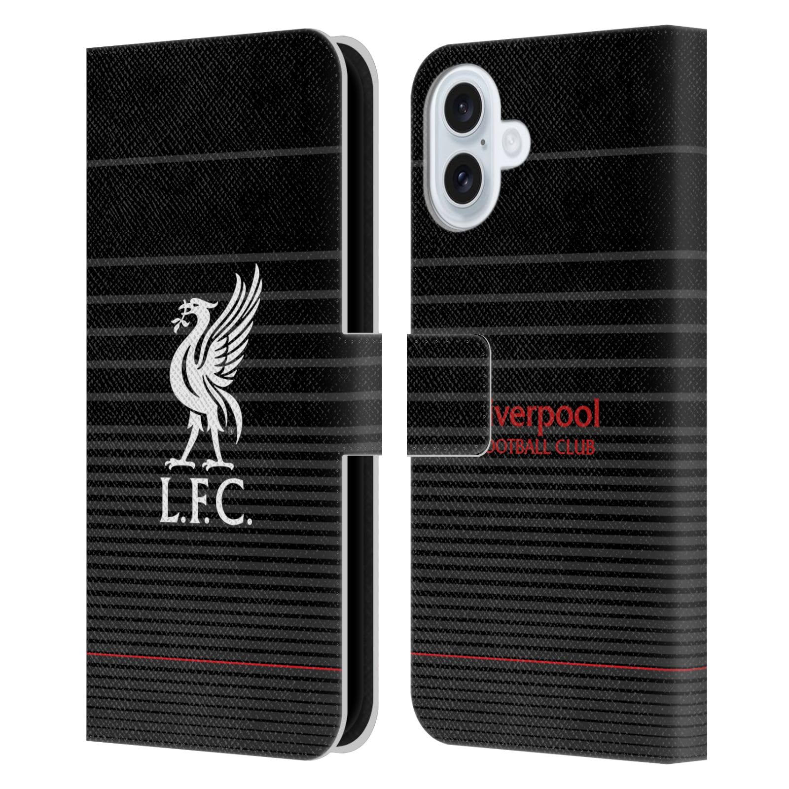 Head Case Designs Officially Licensed Liverpool Football Club White On Black Kit Liver Bird Leather Wallet Case Compatible With Apple iPhone 16 Plus โ image 1