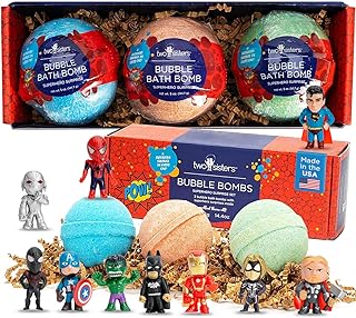 Superhero Bath Bombs for Kids with Surprise Toys Inside (3 Pack) - Large Bubble Bomb for Boys & Girls - Fizzies, Relaxing Aromas, Made in USA, Skin-Safe, Stain-Free by Two Sisters