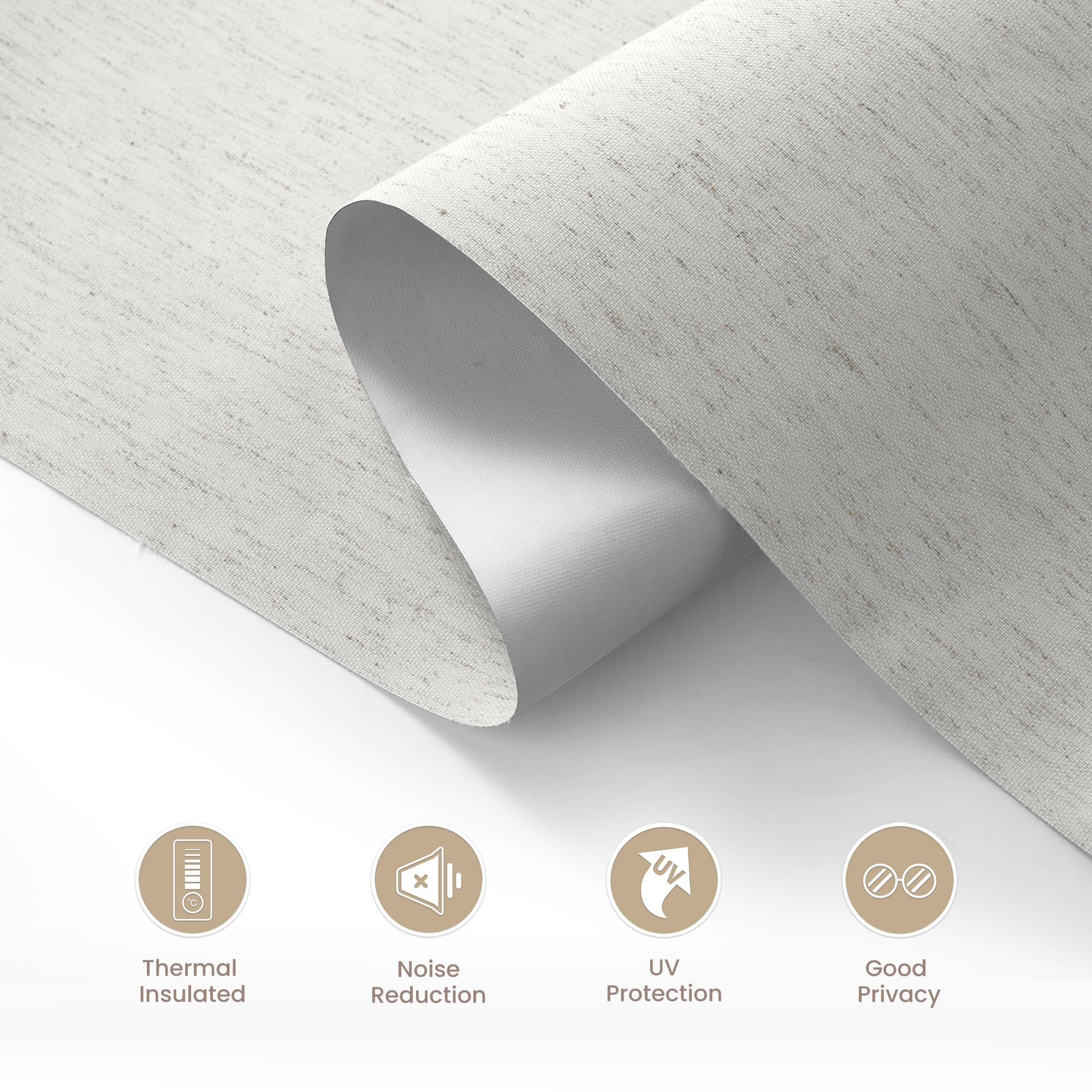 Boolegon Blackout Roller Shades for Windows Linen Fabric Cordless Roller Blinds with Cassette Valance Thermal Insulated Room Darkening Window Shades for Home Door,Light Beige,Custom Sizes