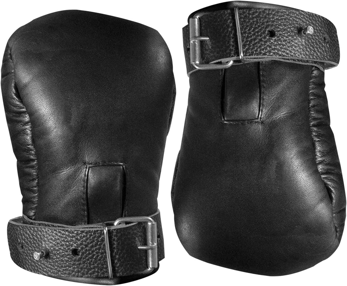 Real Black Leather Padded Mitt Gloves Wrist Hand Cuff Suspension Lockeable Restraints Bondage BDSM Cuffs (Mitts Gloves)