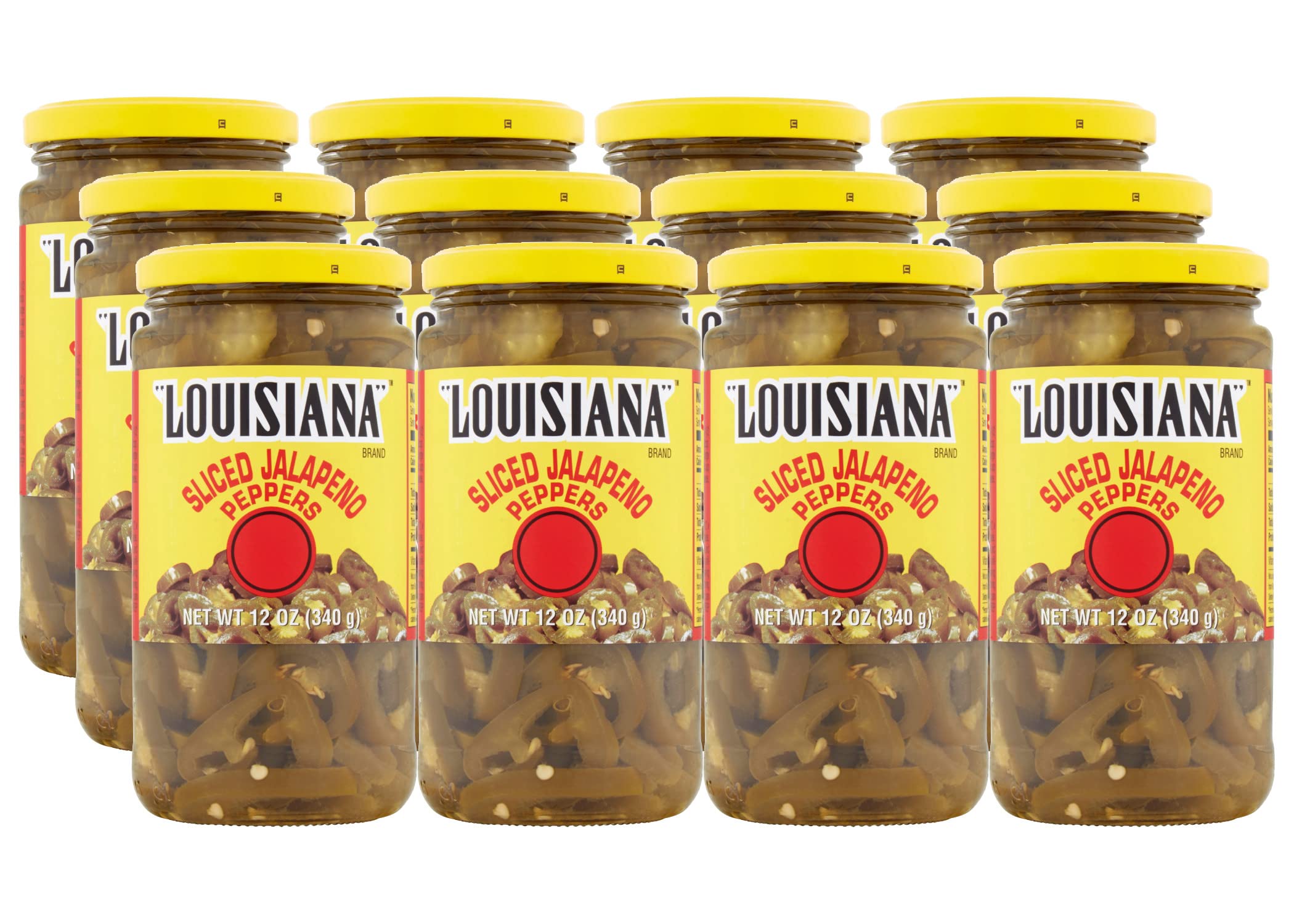 Louisiana Brand Sliced Jalapeno Peppers, 12 Ounce Glass Jar (Pack of 12)