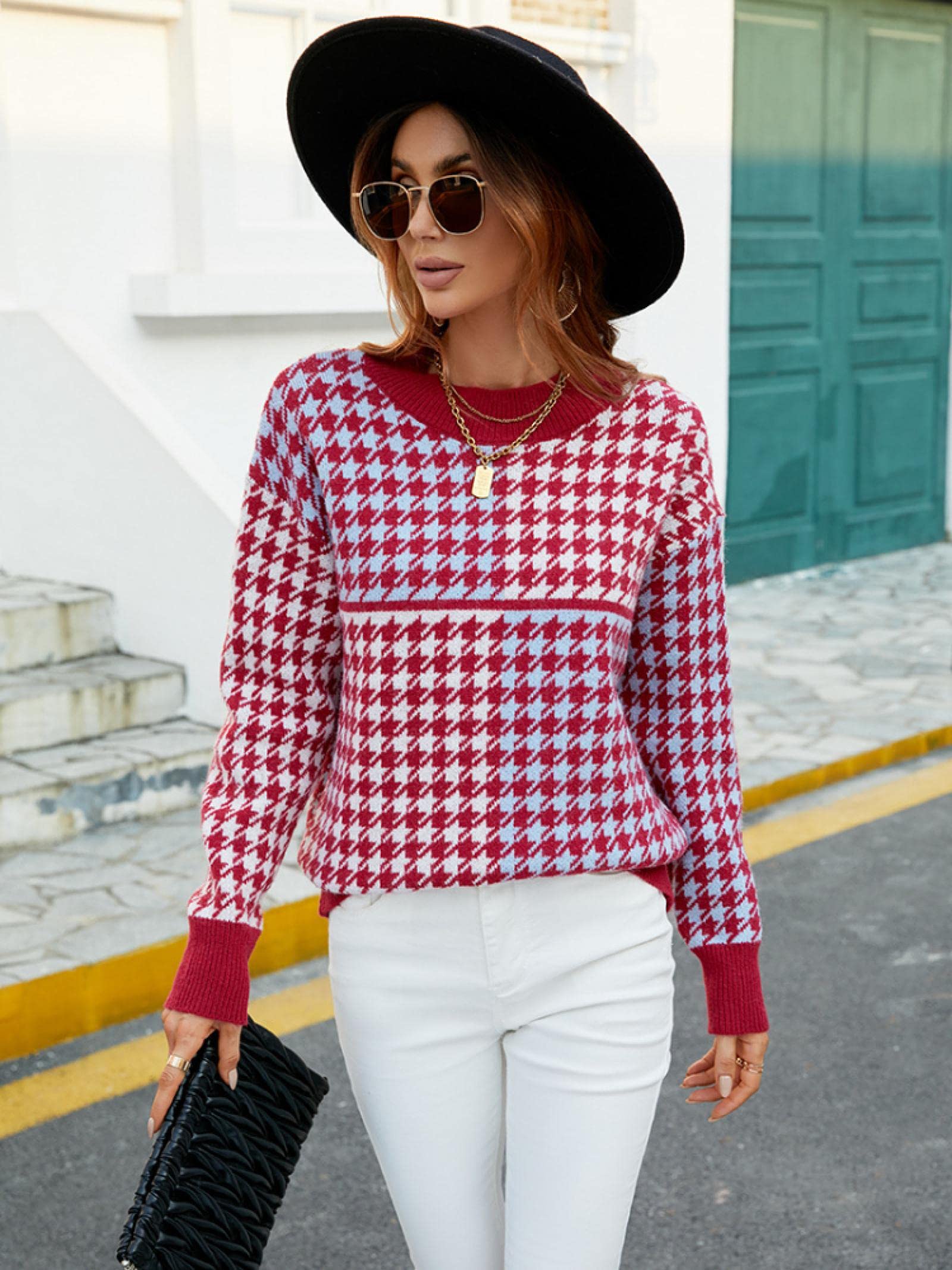 Sweter damskie bluzy sweter damski sweter damski ponadwymiarowy sweter jesień zima nowy sweter dzianinowy okrągły dekolt sweter moda