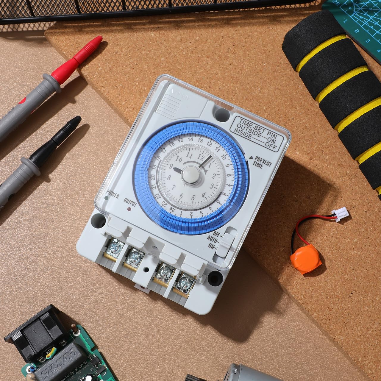 TOYANDONA Mechanische Zeitschaltuhr 12 v Dc mit Tragbarem Timer und Analogem Tagesprogramm für Haushalt und Industrieeinsatz