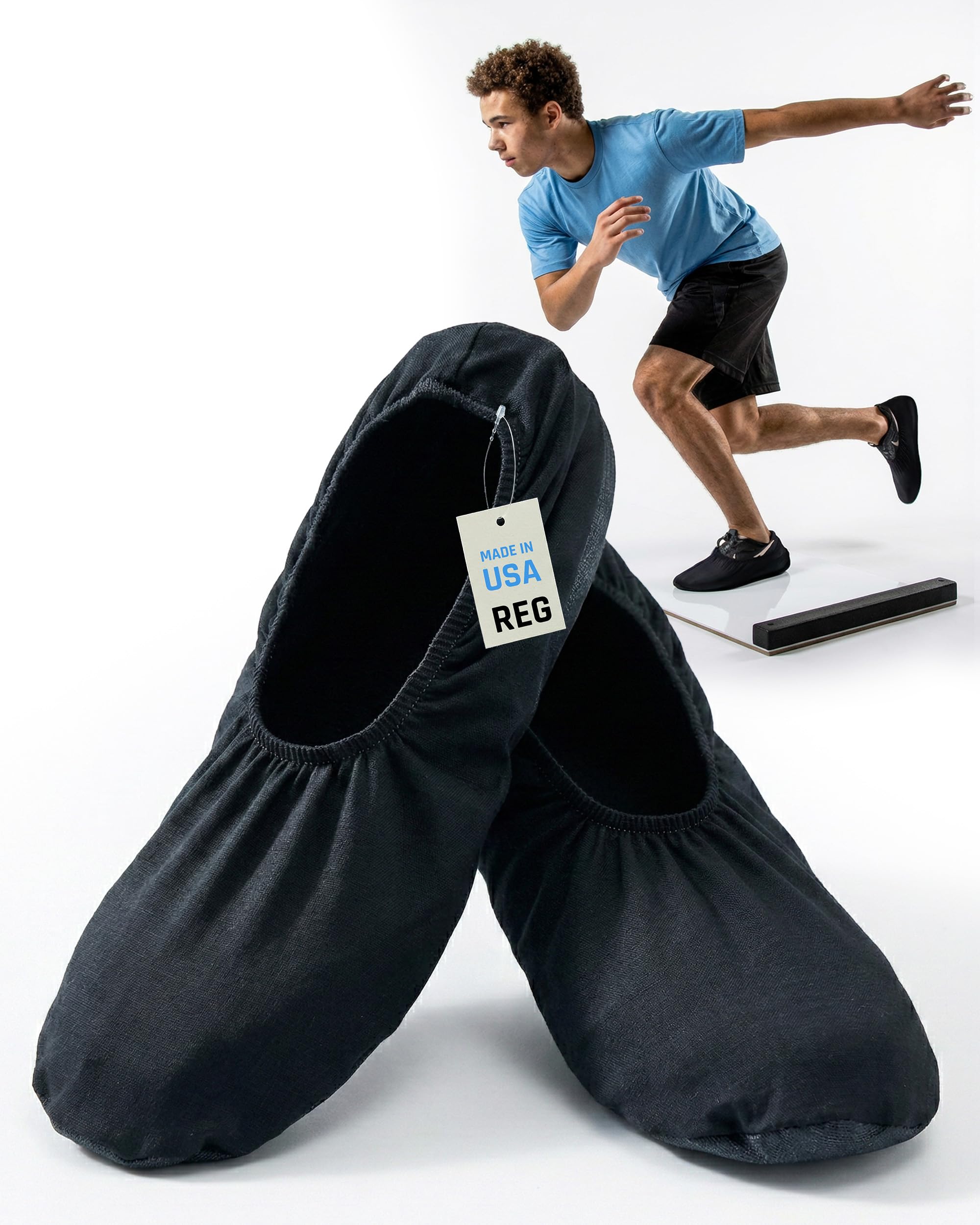 Slide Board Booties - Regular Elastic Fit for Men 6-12, Women 7-14 - Hand Sewn in Chicago - Reusable Glide Slippers for Any Slide Board - Durable Training Accessory