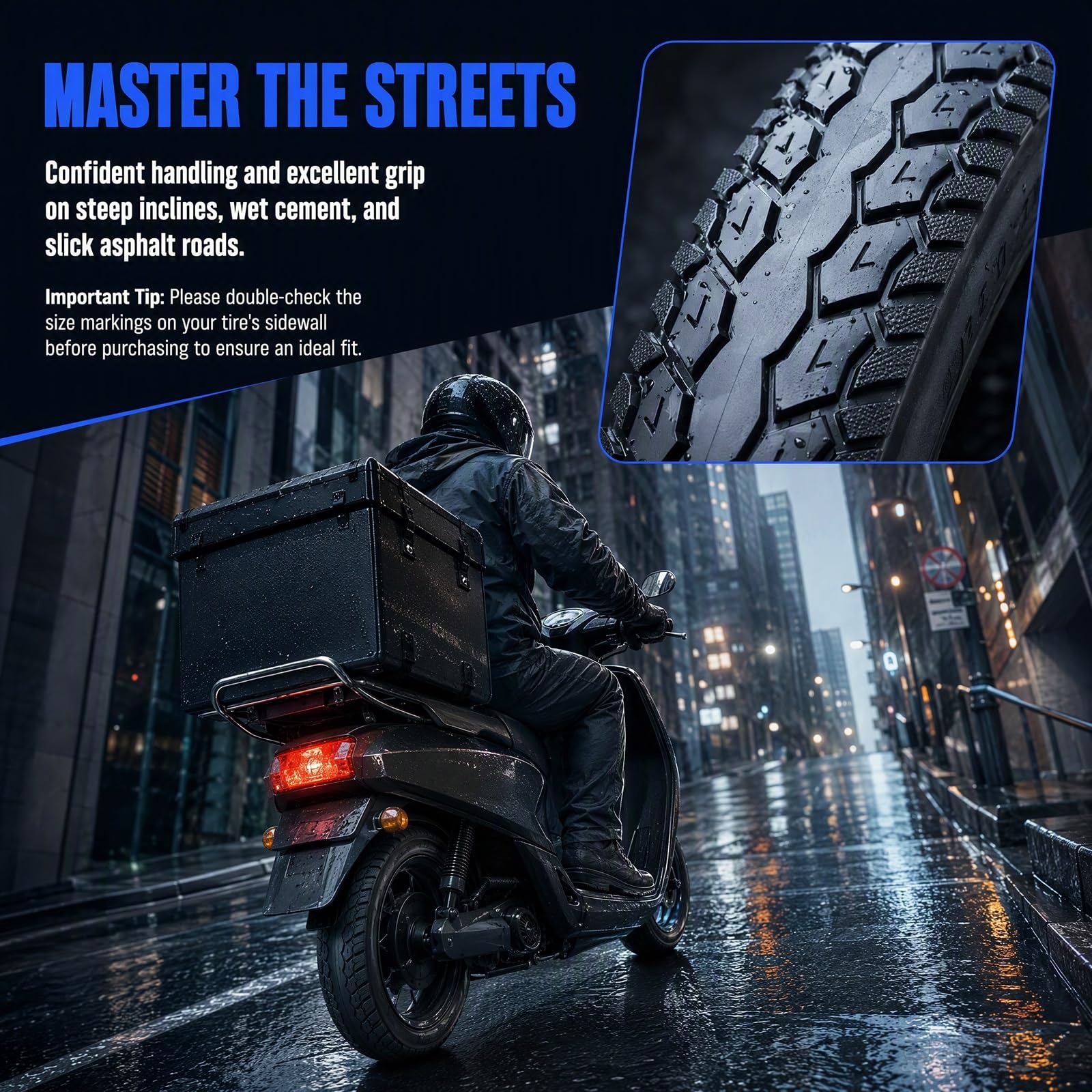 2PC 2.50-10 Pneumatici Tubeless, 2.50 10 4PR 33J per Scooter, Moto
