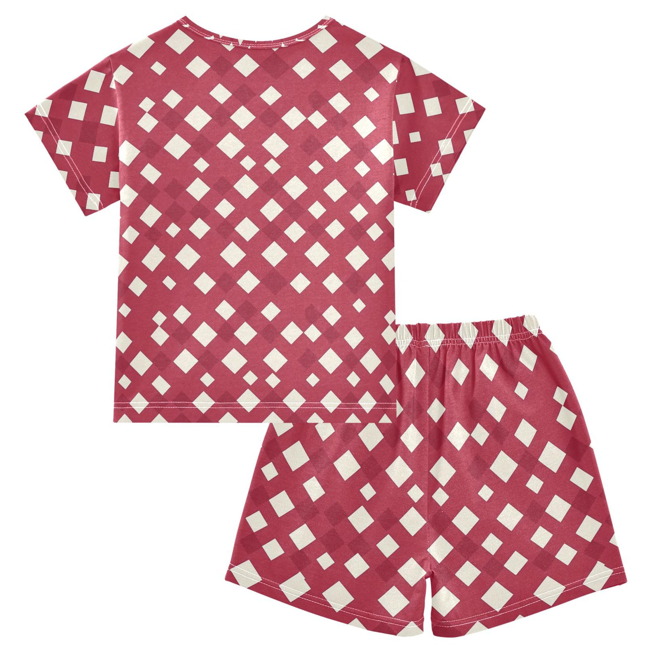 UMIRIKO Red Buffalo Check Plaid Summer Short Sleeve Pajamas Sleepwear PJ Set B0404333