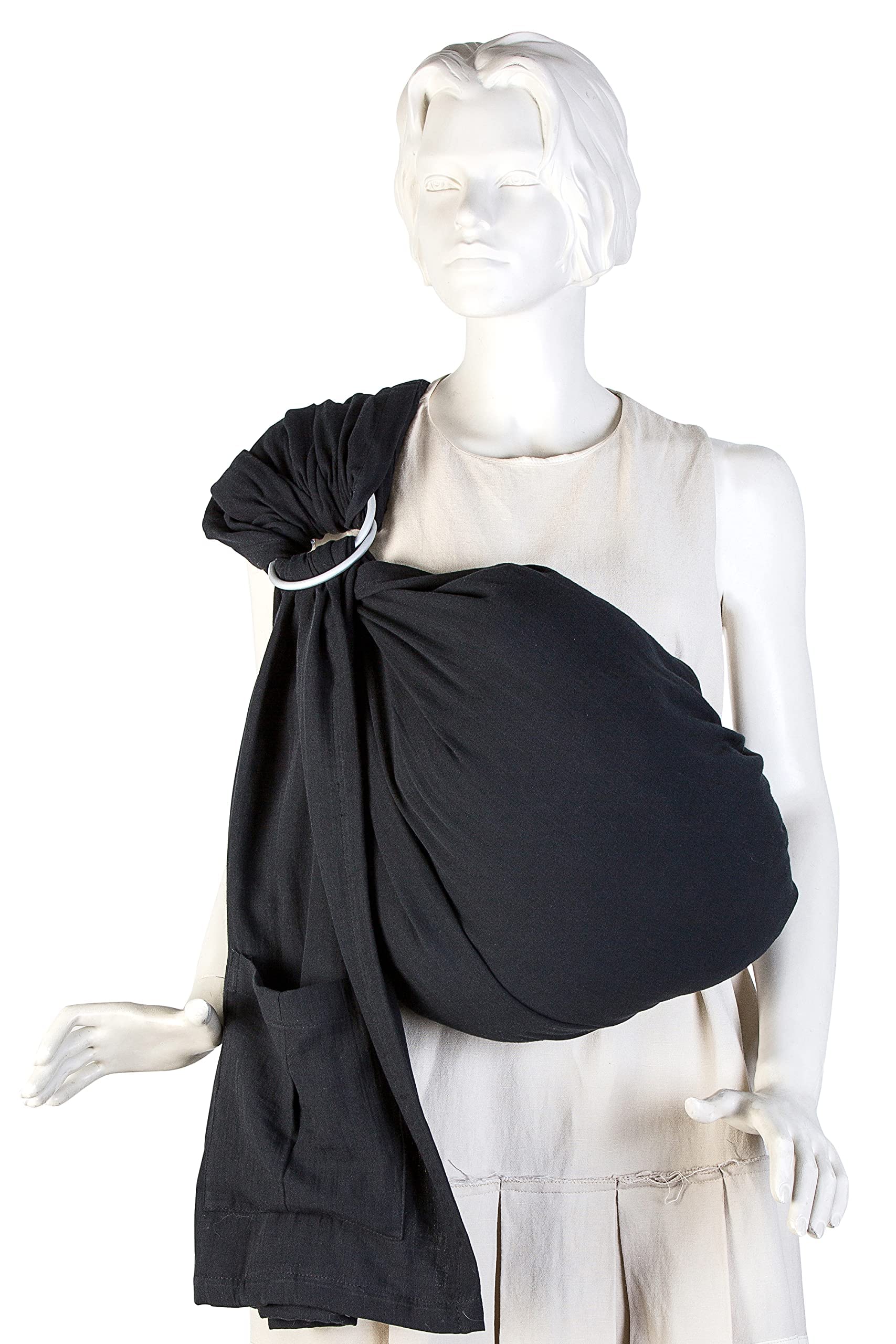 MAKINGTECMAKINGTEC Baby Carrier Wrap, Baby Sling and Ring Sling Cotton Muslin Infant Carrier, Ring Sling Baby Carrier Front and Chest Newborn Carrier Baby Carrier Wrap, Toddler Carrier (Black)