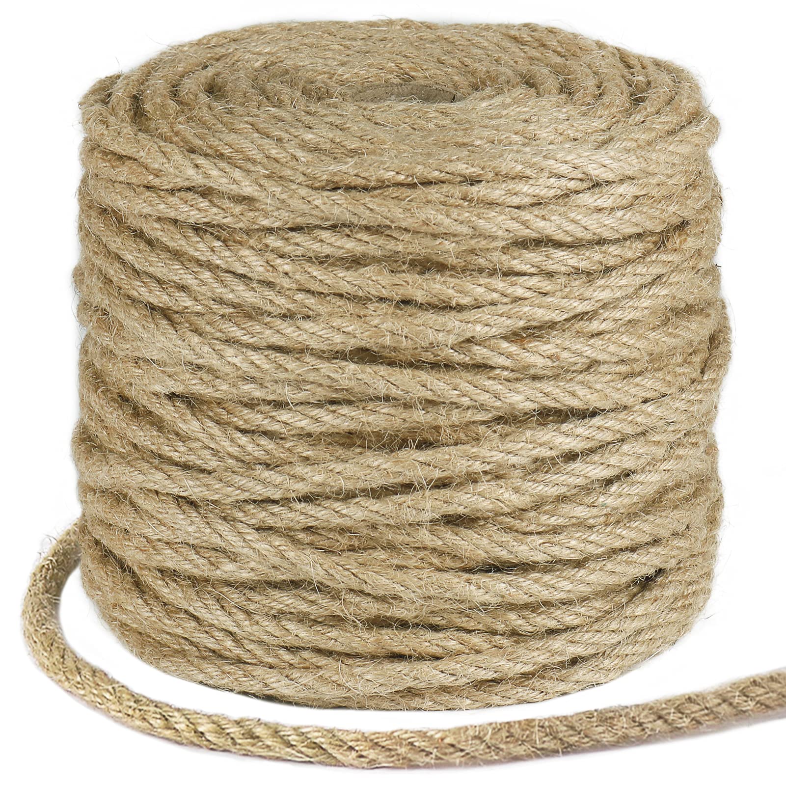 Tenn Well 5mm Jute Rope, 295 Feet 4Ply Twisted Thick Twine Rope for Gardening, Crafting, Packing, Bundling, Cat Scratching Post, Macrame Projects