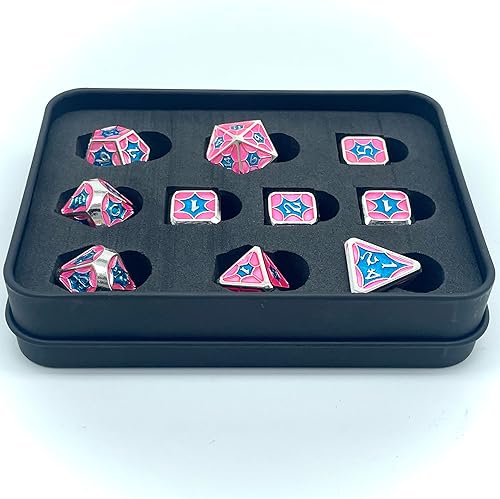 Juego de dados DND de metal para juegos de rol de Calabozos y Dragones, dados de mesa (10 piezas de diseño EA)