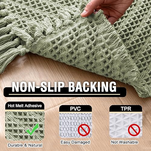 Miniatura 5 de H.VERSAILTEX Tapete de baño súper absorbente, bohemio, antideslizante, para el suelo del baño, lavable a máquina, de secado rápido, con borlas