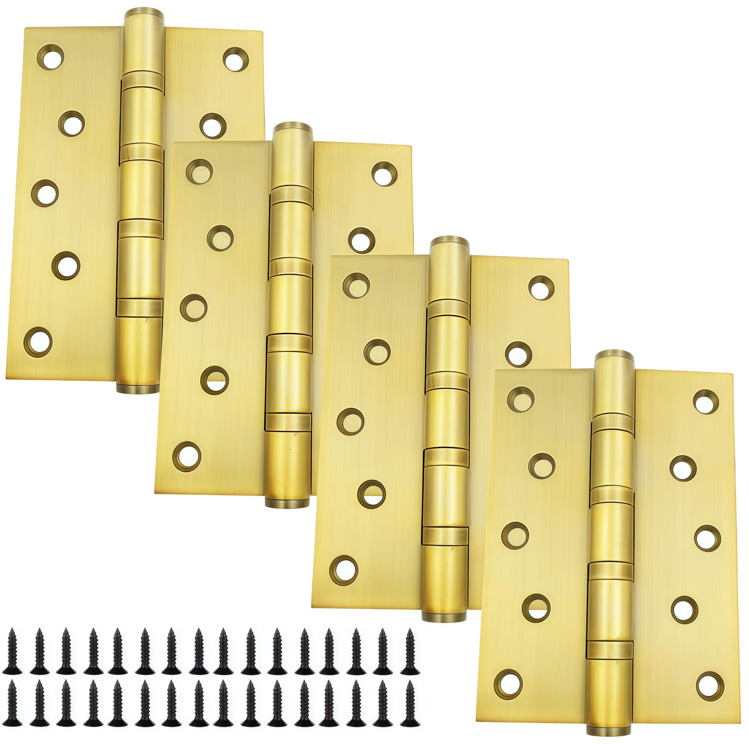 Hinges 4 Pack of 5 Inch (129*89*3mm) Stainless Steel Casement Hinges Gold