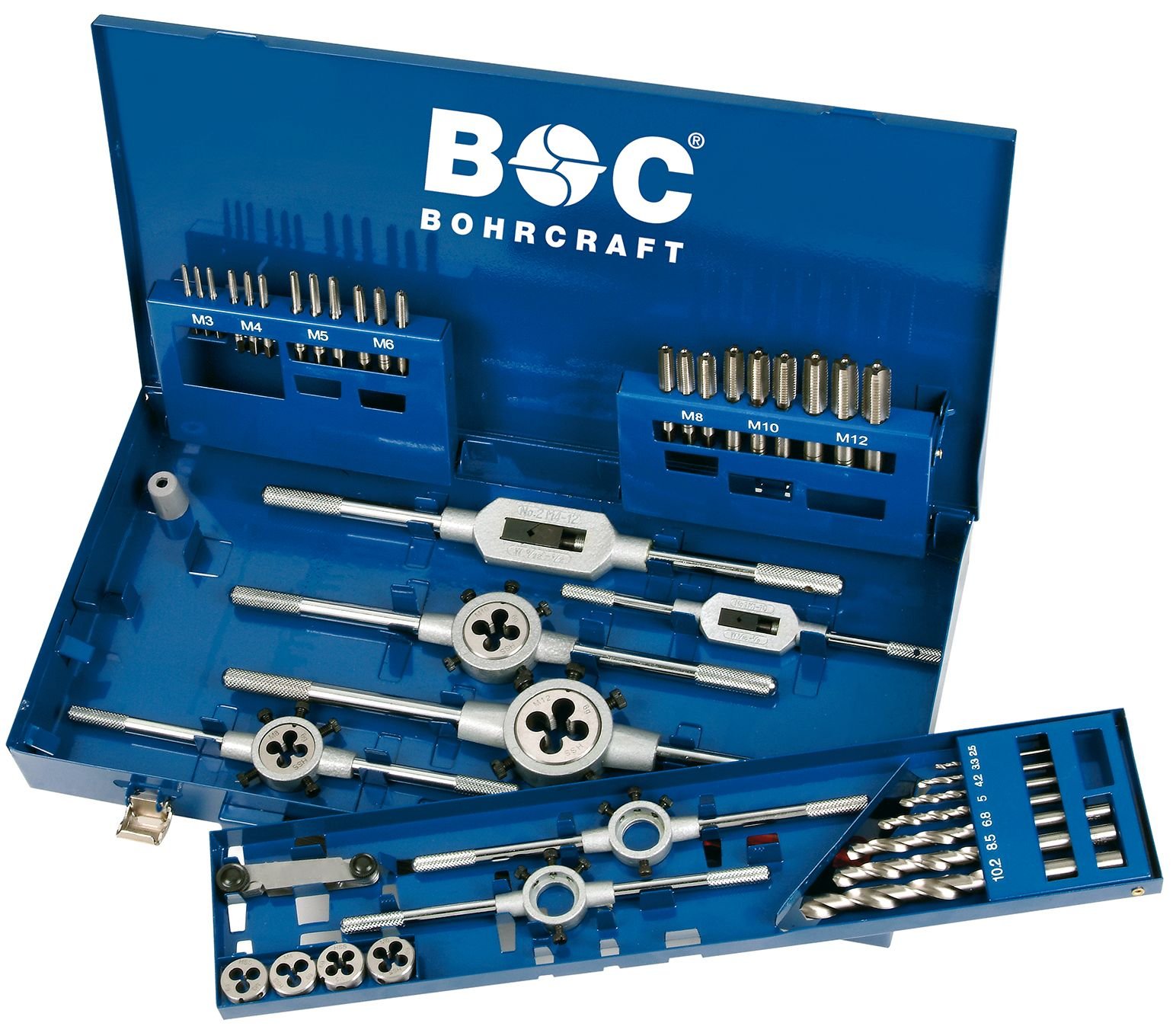 Bohrcraft GW12 HSS-G asortyment gwintowników GW 12 w kasecie przemysłowej / M3-M12 / 54-częściowy / 60001410044