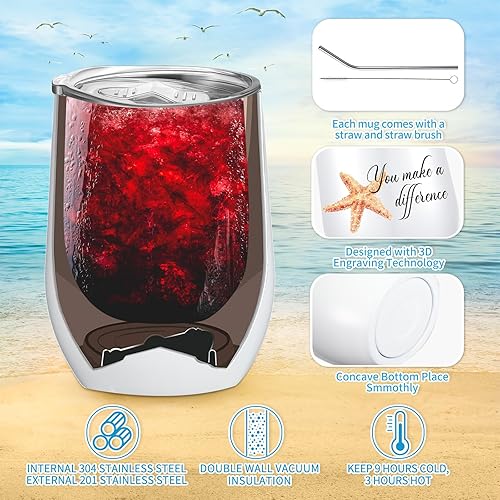 Miniatura 5 de Juego de 10 regalos de agradecimiento, marca la diferencia, regalo de agradecimiento a los empleados, vaso de acero inoxidable de 12 onzas, tarjetas