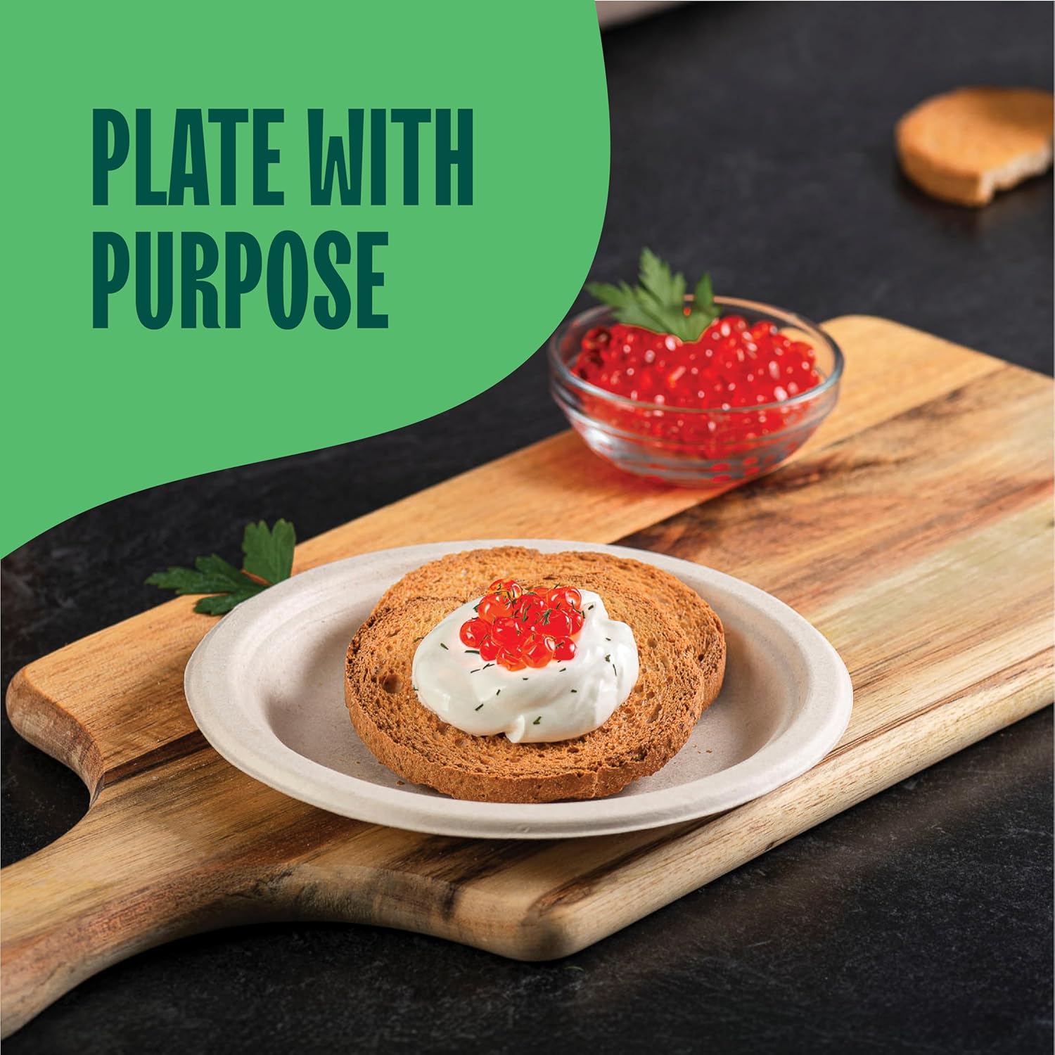 Paper Plates, 100% Compostable Heavy Duty, Disposable 7 Inch, Small Dessert Plate - [125-Pack] Eco-Friendly, Biodegradable Bagasse Natural Brown 7" Small Plates - (PFAS-Free) - (BPI Certified) - Image 3