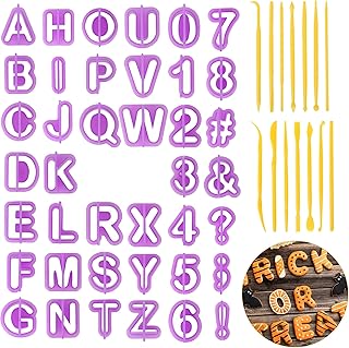 54PCS Plastic Alphabet Number Symbol Cookie Cutters and Mini Fondant Cake Decorating Mould Tools by CSPRING