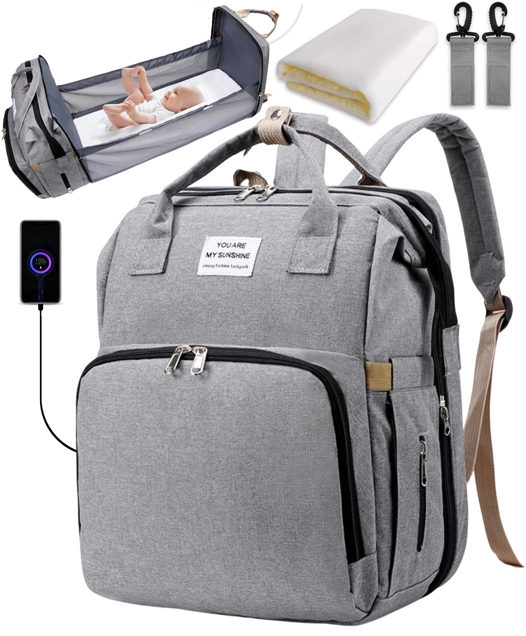 ITRAPES MOCHILA y PAÑALERA BEBÉ con CAMBIADOR para CARRO - MOCHILA MULTIFUNCIONAL IMPERMEABLE - PAÑALERAS y CARRITO MATERNIDAD - BOLSO GRANDE con GANCHOS