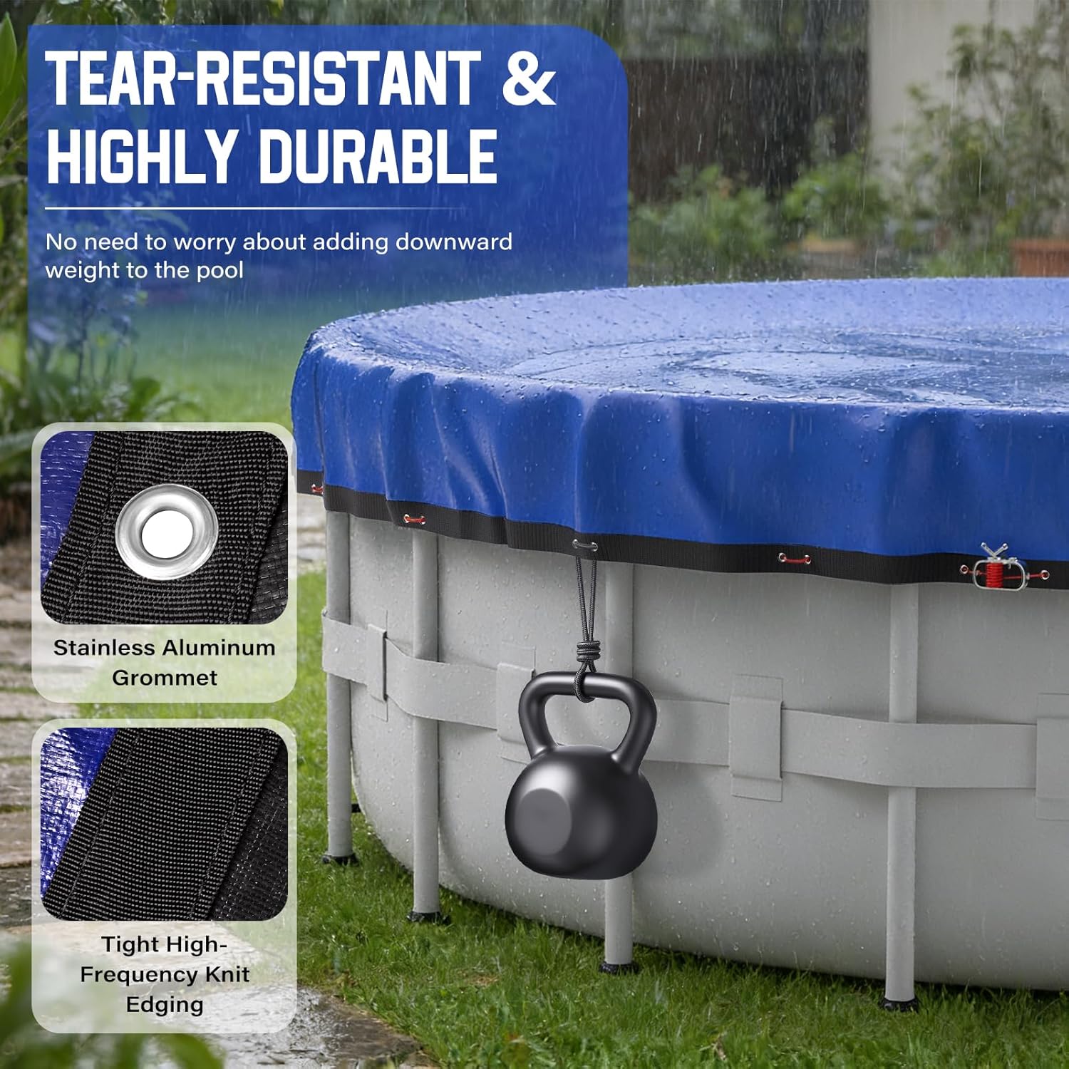 21Ft Pool Safety Cover for Above Ground Pools,Cold and UV Resistant Round Swimming Pool Cover,4 ft Overlap,Above Ground Pool Protection with Winch and Cable Royal Blue