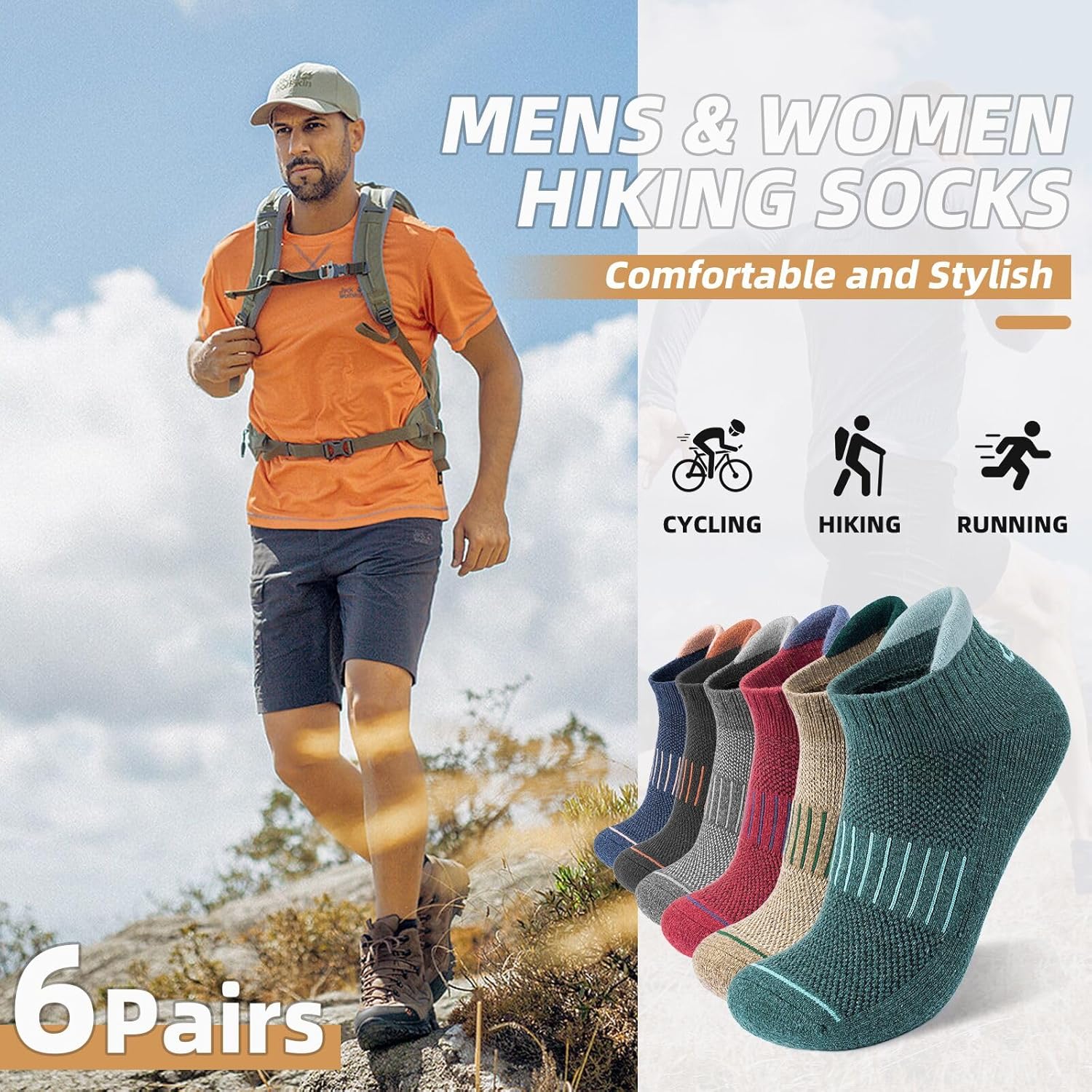 Lapulas Merino Wool Ankle Hiking Running Socks for Men Women Breathable Compression Thick Athletic No Show Socks 6 Pairs - Image 7