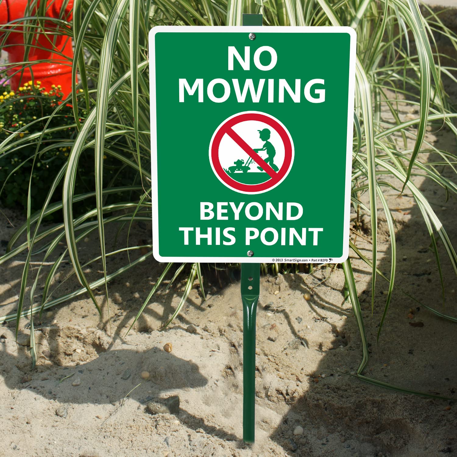 SmartSign Schild „No Mowing Beyond This Point“ – 25,4 X 35,6 Cm, Laminiertes Aluminium, Wetterfest