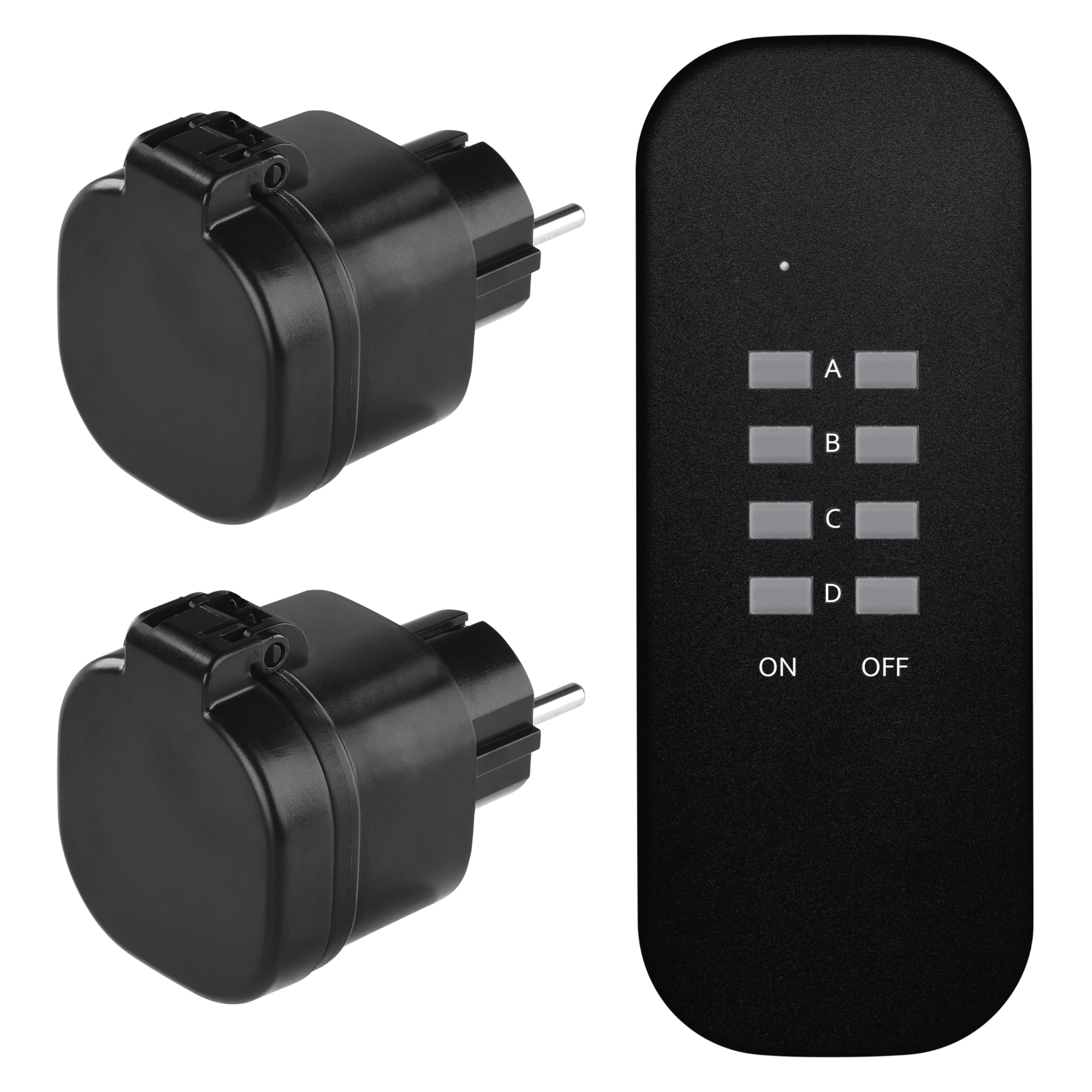 Juego inalámbricos de 2 enchufes Schuko para exteriores IP44 con mando a distancia