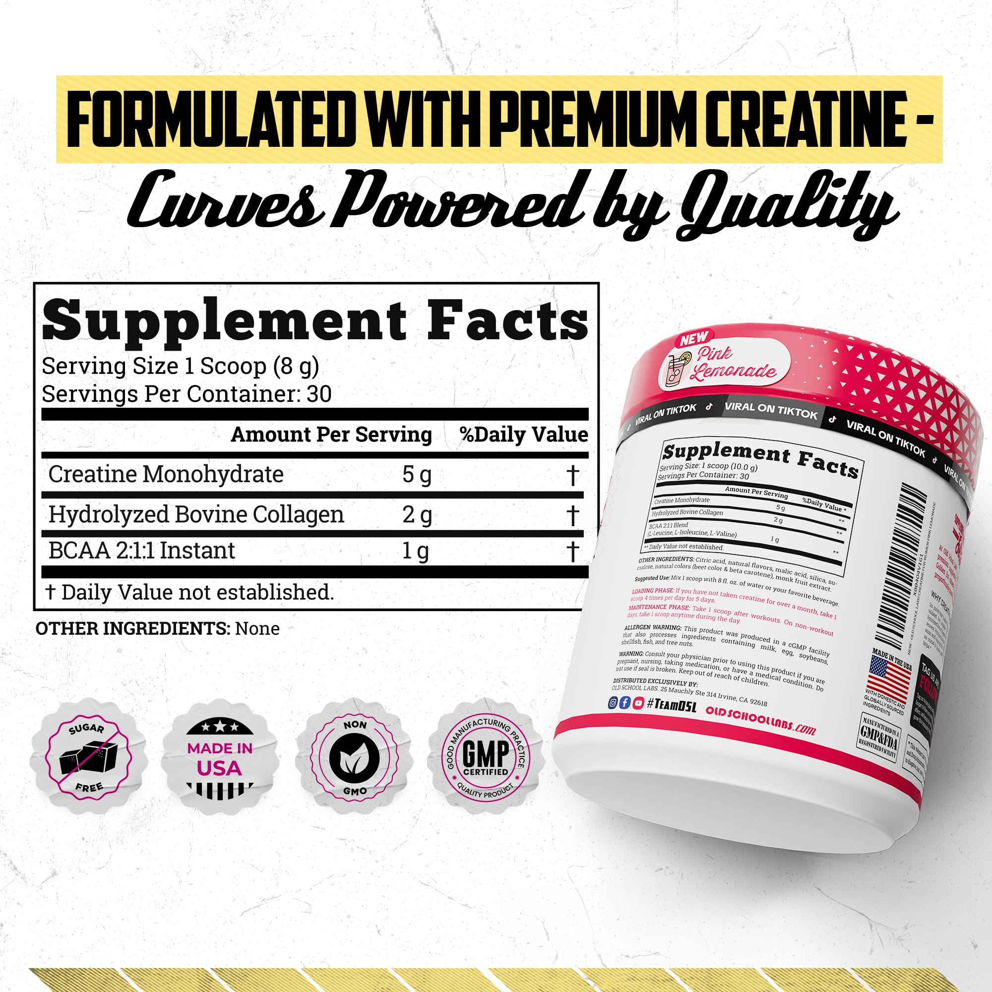 Old School Labs Creatine for Women with Collagen and BCAA, Pink Lemonade — Amazon image 4