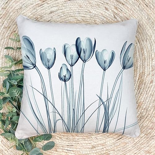 Funda de almohada minimalista moderna con textura con estampado floral creativo, funda de cojín cuadrada impresa digital para sofá de sala de estar