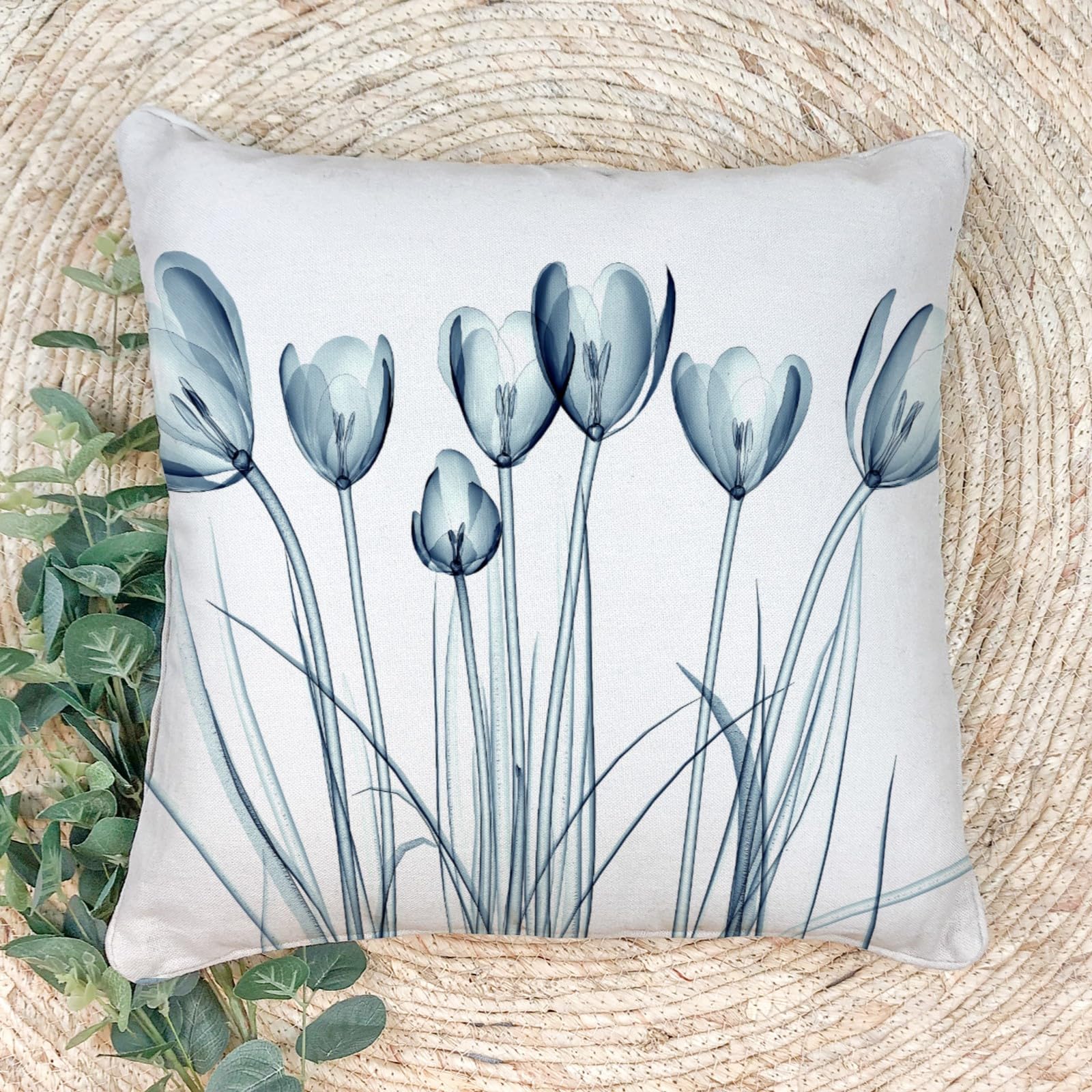 Sladjana Textured Modern Minimalist Pillow Cover with Creative Floral Print, Digital-Printed Square Cushion Cover for Living Room Sofa (26 * 26inch-