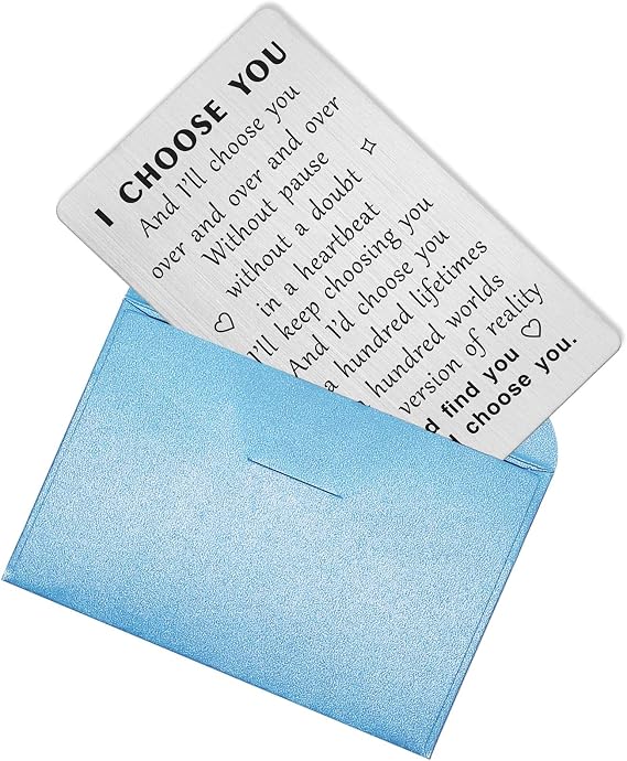 TANWIH I Choose You Wallet Card, Fathers Day Cards for Him, Wedding Gifts for Groom from Bride, Fiance Gifts for Him, To My Husband On Our Wedding Day, I Love You Card for Men, Engagement