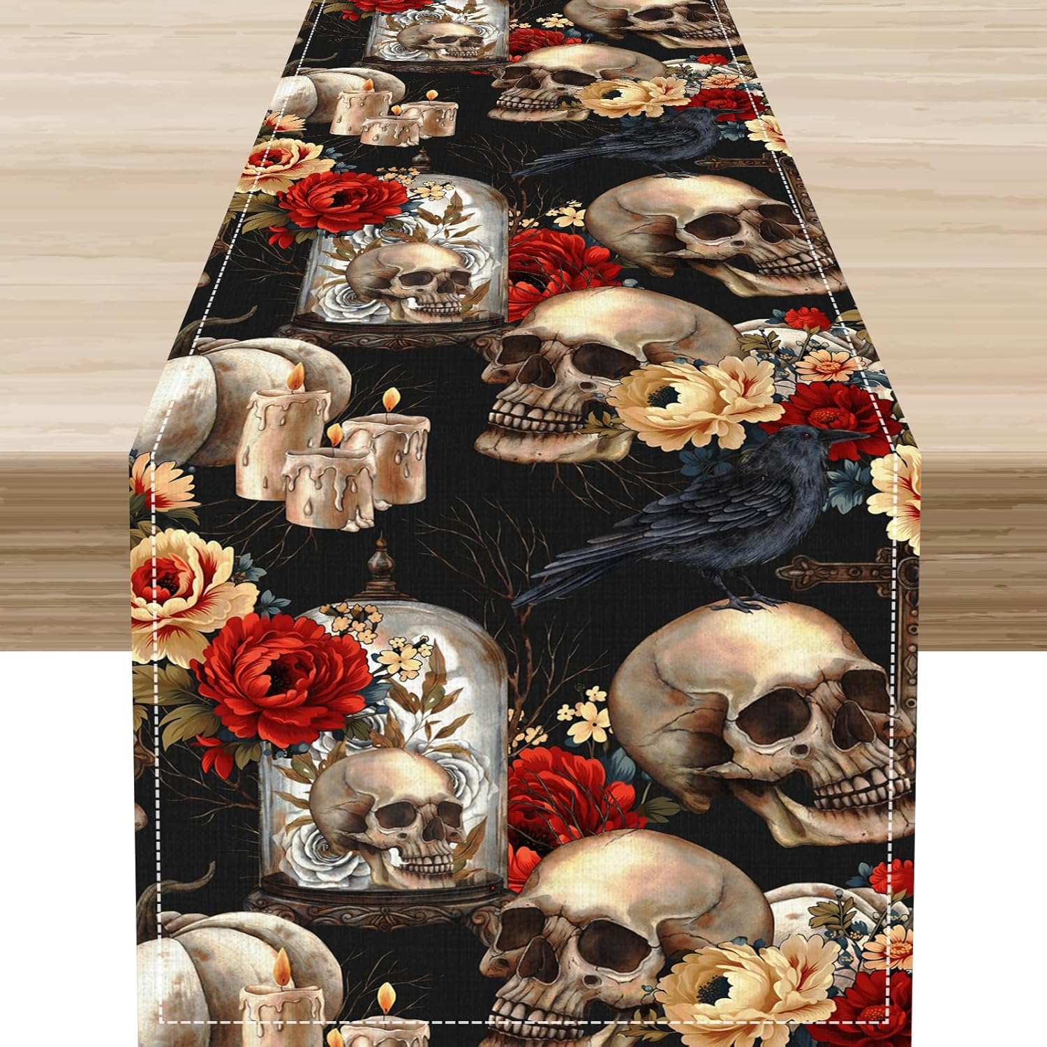 Aztec Vintage Table Runner, Abstract Geometric Tribal Ethnic Native Vintage Western American Southwestern Pattern for Home Kitchen Table Decor Dining Coffee Room Party Decor 13x108