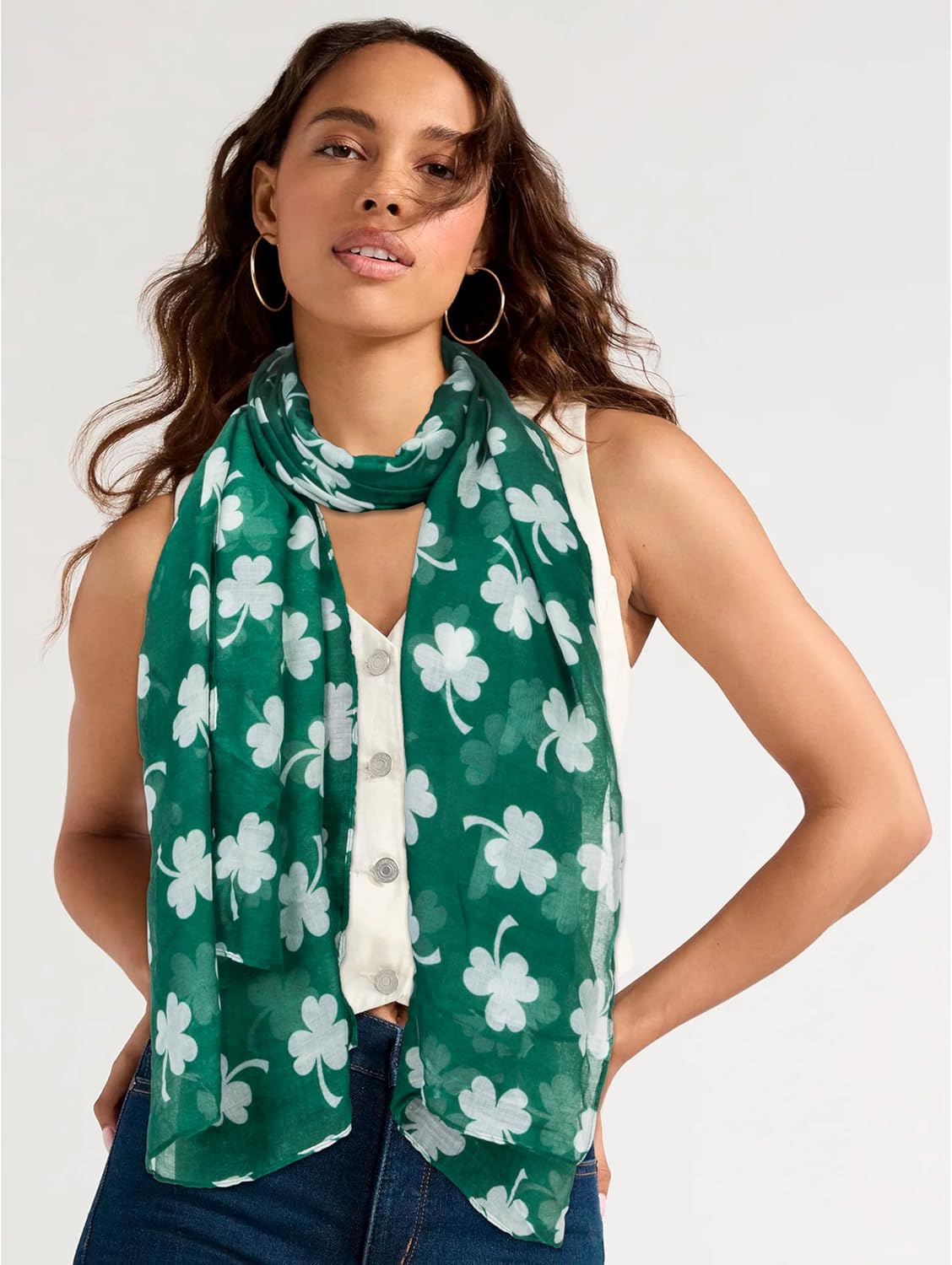 Lightweight Shamrock Scarf Irish-Scarf St-Patricks-Day-Scarves for Women - Image 3