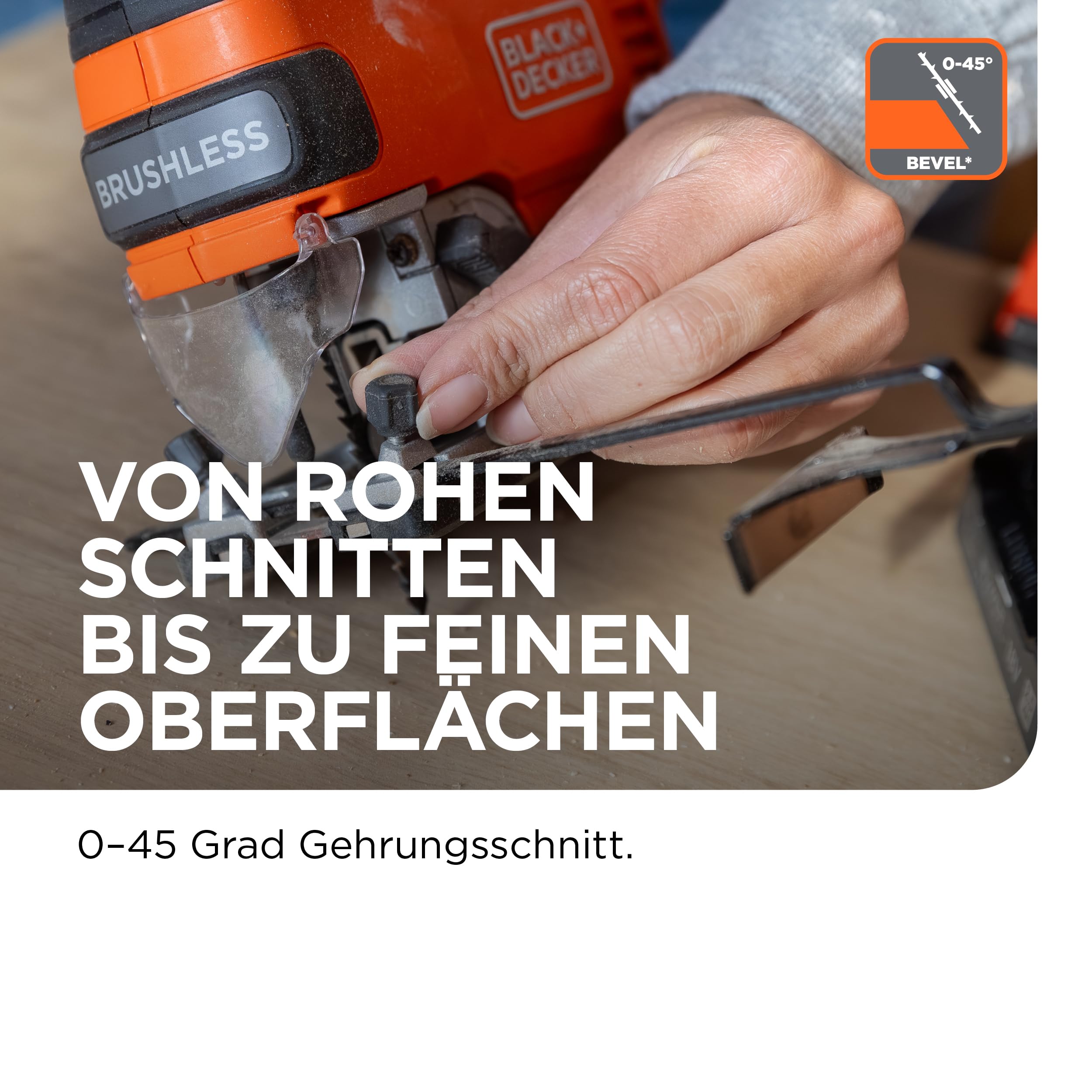 BLACK+DECKER bürstenlose Akku-Stichsäge, 18VSologerät, nur das Werkzeug, mit 6 Sägeblättern, Akkunicht enthalten, BLCJS78NZ-XJ